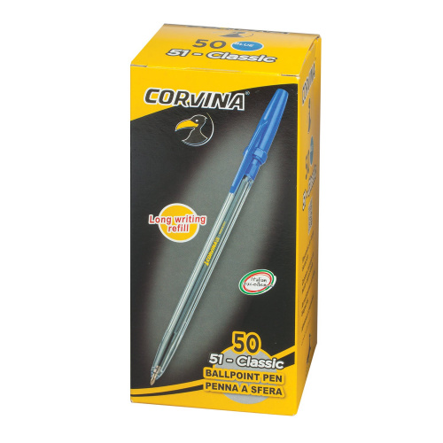 Ручка шариковая CORVINA "51 Classic", корпус прозрачный, узел 1 мм, линия письма 0,7 мм, синяя фото 2
