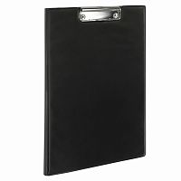 Папка-планшет BRAUBERG, А4, с прижимом и крышкой, картон/ПВХ, черная