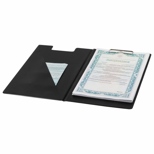 Папка-планшет BRAUBERG, А4, с прижимом и крышкой, картон/ПВХ, черная фото 2