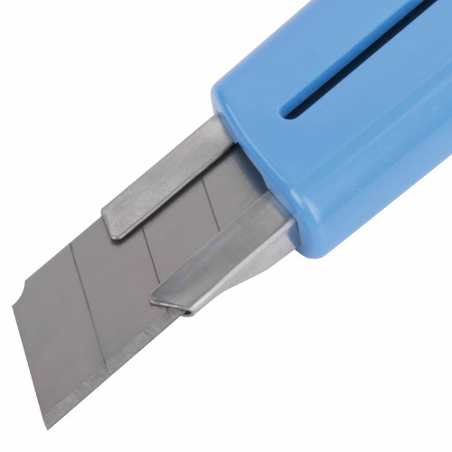 Нож канцелярский BRAUBERG "Delta", 18 мм, автофиксатор, цвет корпуса голубой, блистер фото 3
