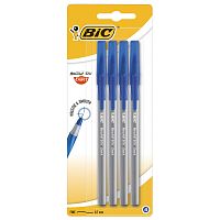 Ручки шариковые с грипом BIC "Round Stic Exact", 4 шт., линия письма 0,28 мм, блистер, синие