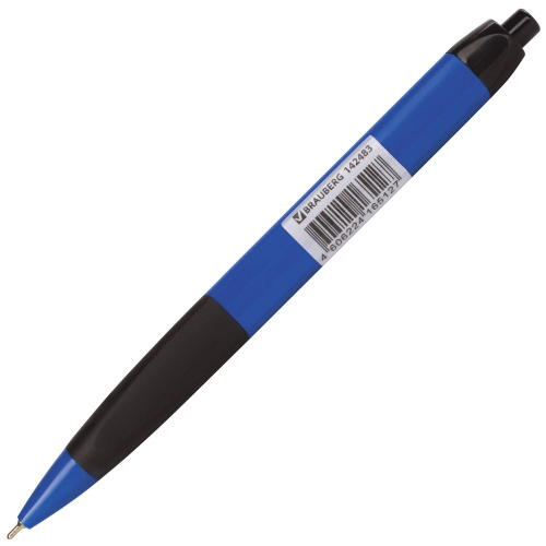 Ручка шариковая масляная автоматическая с грипом BRAUBERG "Booster", трехгранная, синяя фото 7