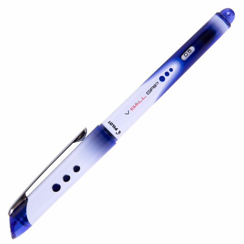 Ручка-роллер с грипом PILOT "V-Ball Grip", корпус с печатью, линия письма 0,3 мм, синяя фото 2