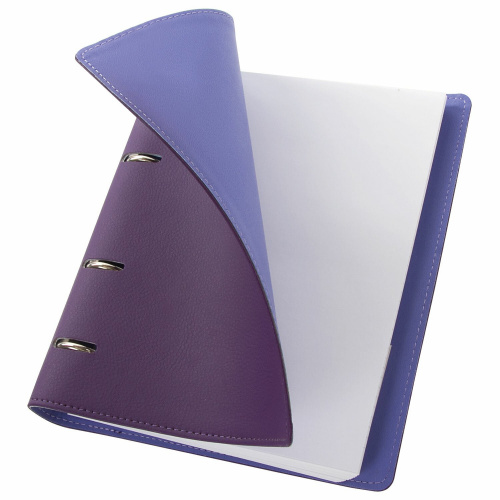 Тетрадь на кольцах BRAUBERG, А5, 120 листов, под кожу, фиолетовый/светло-фиолетовый фото 2