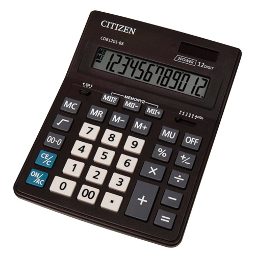 Калькулятор настольный CITIZEN, 205x155 мм, 12 разрядов, двойное питание фото 2