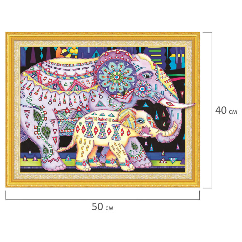 Картина стразами сияющая ОСТРОВ СОКРОВИЩ "Индийские слоны", 40х50 см, без подрамника фото 2