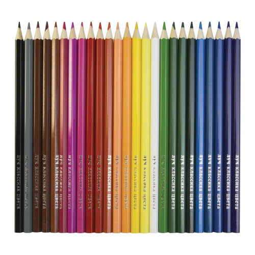 Карандаши цветные ЛУЧ "Классика", 24 цвета, заточенные, шестигранные, картонная упаковка фото 2