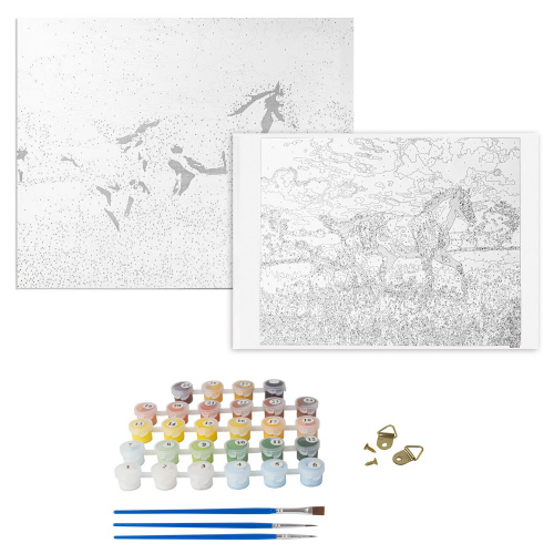 Картина по номерам ОСТРОВ СОКРОВИЩ "Лошади на лугу", 40х50 см, 3 кисти, акриловые краски фото 6