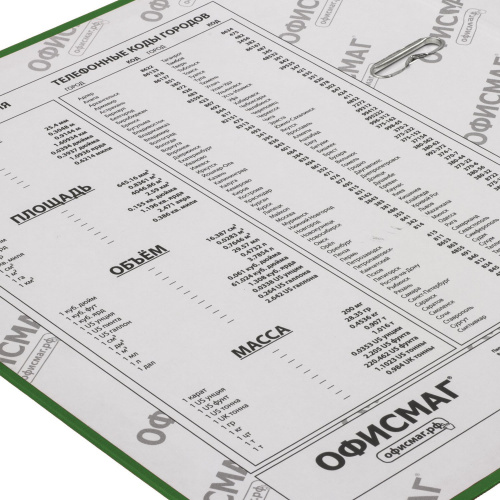 Папка-регистратор ОФИСМАГ, с арочным механизмом, покрытие из ПВХ, 75 мм, зеленая фото 4