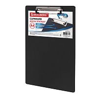 Доска-планшет BRAUBERG "NUMBER ONE", А4, картон/ПВХ, с прижимом, черная