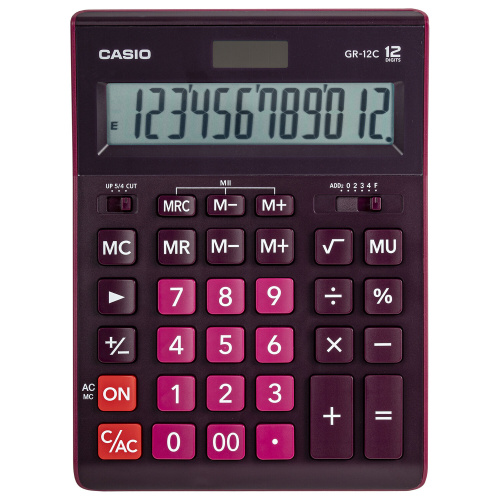 Калькулятор настольный CASIO, 210х155 мм, 12 разрядов, двойное питание, бордовый фото 5