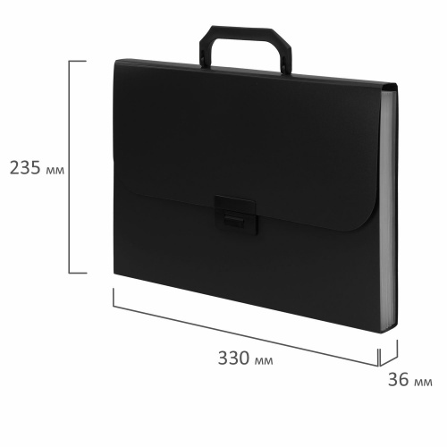 Портфель пластиковый STAFF, А4, 7 отделений, индексные ярлыки, черный фото 5