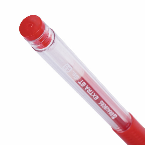 Ручка гелевая с грипом BRAUBERG "EXTRA GT NEEDLE", КРАСНАЯ, игольчатый узел 0,5 мм, линия 0,35 мм, 143921 фото 8