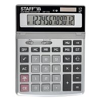 Калькулятор настольный металлический STAFF STF-1712, 200х152 мм, 12 разрядов, двойное питание