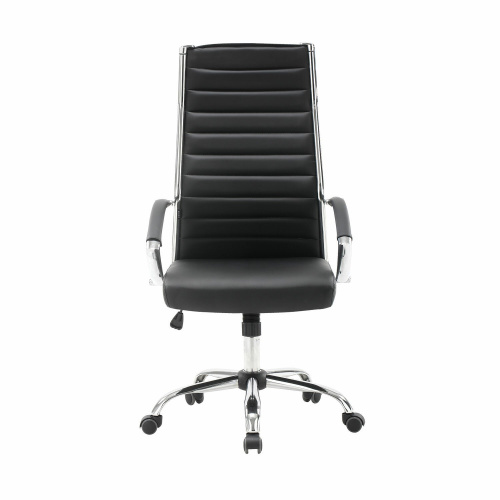 Кресло офисное BRABIX "Style EX-528", экокожа, хром, черное фото 2