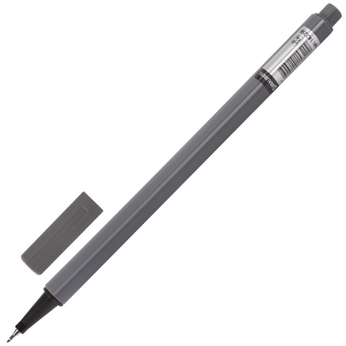 Ручка капиллярная (линер) BRAUBERG "Aero",  трехгранная, металлический наконечник, серая фото 5