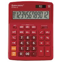 Калькулятор настольный BRAUBERG, 206x155 мм, 12 разрядов, двойное питание, бордовый