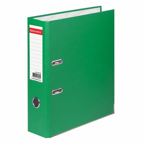 Папка-регистратор BRAUBERG, покрытие из ПВХ, 80 мм, с уголком, зеленая