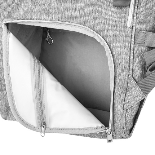 Рюкзак для мамы BRAUBERG MOMMY, 40x26x17 см, с ковриком, крепления на коляску, термокарманы, серый фото 8