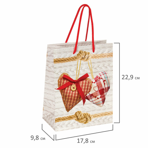 Пакет подарочный ЗОЛОТАЯ СКАЗКА "Два сердца", 17,8x9,8x22,9 см, ламинированный фото 5