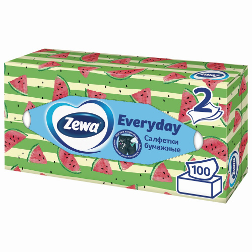 Салфетки косметические ZEWA, 2-х слойные 100 шт., в картонном боксе фото 10