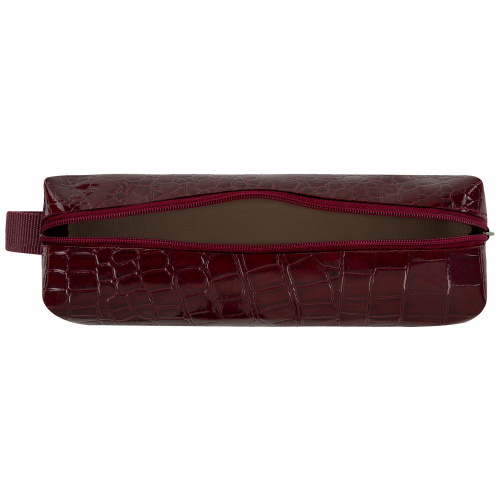 Пенал-косметичка BRAUBERG "Ultra maroon", 20х6х4 см, крокодиловая кожа фото 6