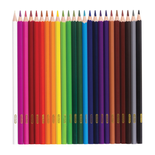 Карандаши цветные ПИФАГОР "ЖИРАФ", 24 цвета, пластиковые, классические заточенные фото 2