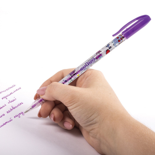Ручки гелевые ЮНЛАНДИЯ, 6 цветов, неон, корпус с печатью, линия письма 0,5 мм фото 4