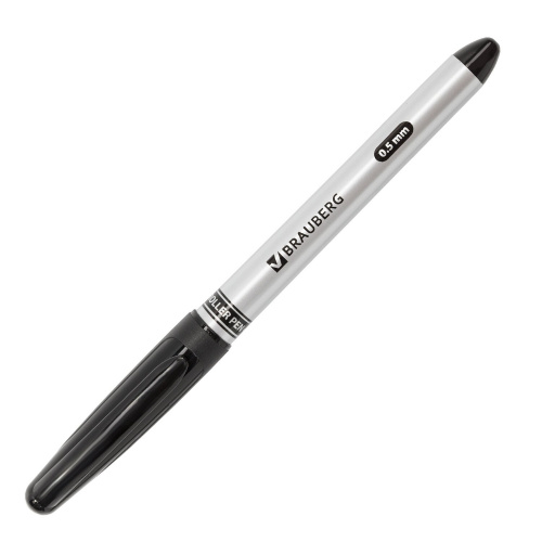 Ручка-роллер BRAUBERG "Control", корпус серебристый, линия письма 0,3 мм, черная фото 6