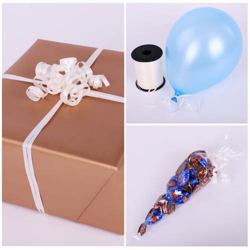 Лента упаковочная декоративная для шаров и подарков ЗОЛОТАЯ СКАЗКА, 5 мм х 500 м, бежевая фото 5