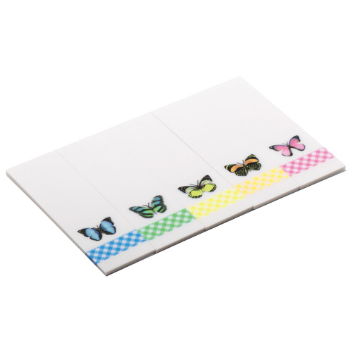 Закладки клейкие BRAUBERG "Бабочки", пластик, 48х15 мм, 5 цв. х 20 л., в пластиковой книжке фото 3
