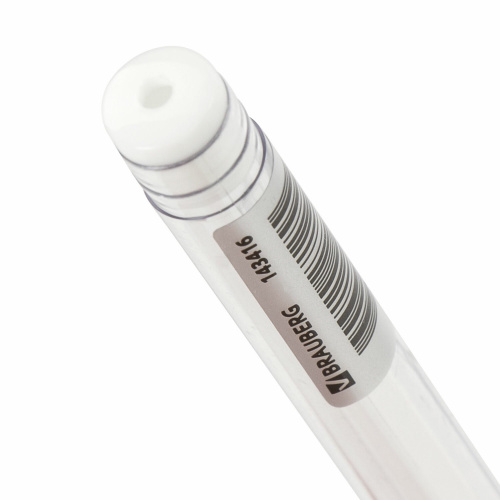 Ручка гелевая с грипом BRAUBERG "White", линия письма 0,5 мм, белая фото 6