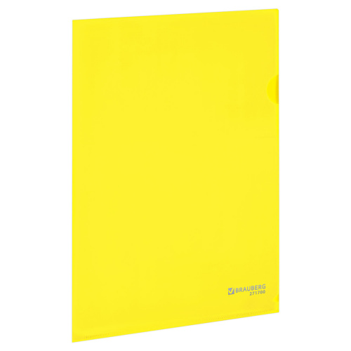 Папка-уголок А4 желтая 0,10 мм, BRAUBERG EXTRA, 271700 фото 8