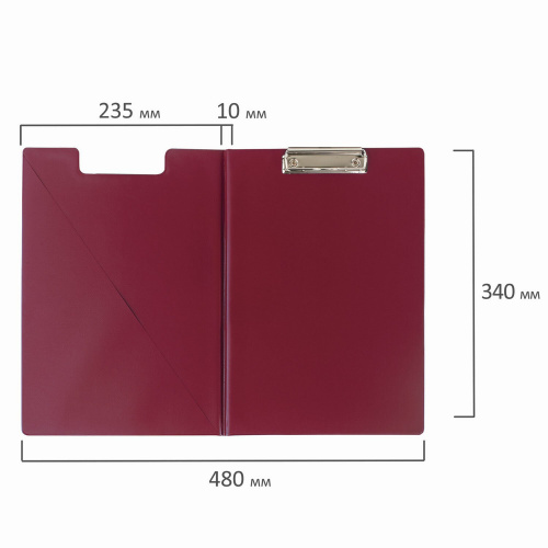 Папка-планшет ОФИСМАГ, А4, с прижимом и крышкой, бордовая фото 10