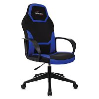 Кресло компьютерное BRABIX "Alpha GM-018", ткань/экокожа, черное/синее