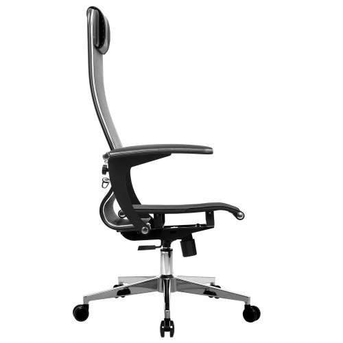 Кресло офисное МЕТТА "К-4-Т" хром, прочная сетка, сиденье и спинка регулируемые, черное фото 9