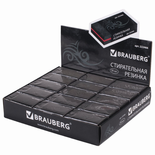 Ластик BRAUBERG "BlackJack", 40х20х11 мм, черный, прямоугольный, картонный держатель фото 5