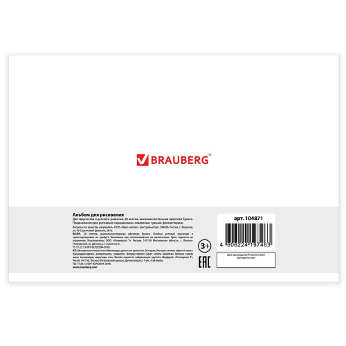 Альбом для рисования, BRAUBERG "Природа", А4, 20 л., 200х283 мм, скоба, обложка картон фото 2