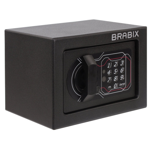 Сейф мебельный BRABIX "SF-140EL", 140х195х140 мм, электронный замок, черный фото 9
