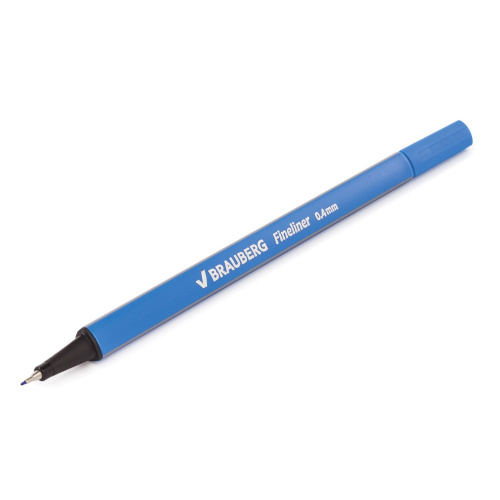 Ручка капиллярная (линер) BRAUBERG "Aero", трехгранная, металлический наконечник, голубая фото 2