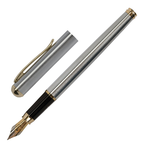 Ручка подарочная перьевая BRAUBERG Maestro, корпус серебристый, линия письма 0,25 мм, синяя фото 5
