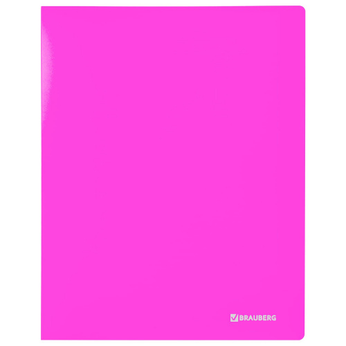 Папка с металлич скоросшивателем и внутренним карманом BRAUBERG "Neon", 16 мм, до 100 л, розовая фото 2