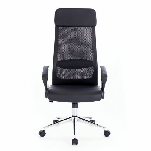 Кресло офисное "BRABIX Flight R EX-541", хром, экокожа, сетка, черное фото 2