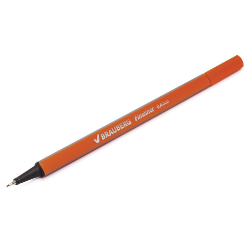Ручка капиллярная (линер) BRAUBERG "Aero", металлический наконечник, линия письма 0,4 мм, оранжевая фото 4