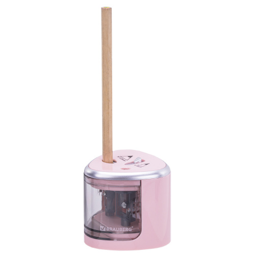 Точилка электрическая BRAUBERG DUAL, 4 батарейки АА, розовая фото 6