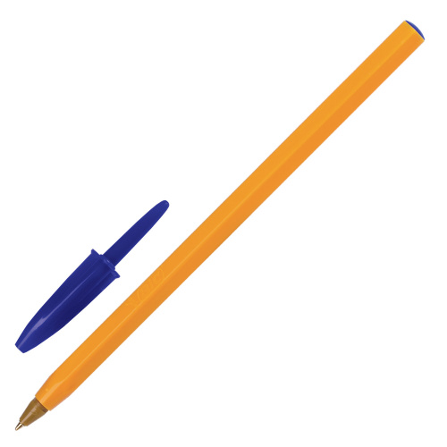 Ручки шариковые BIC "Orange Original Fine", 4 шт., узел 0,8 мм, линия письма 0,3 мм, пакет, синие фото 2