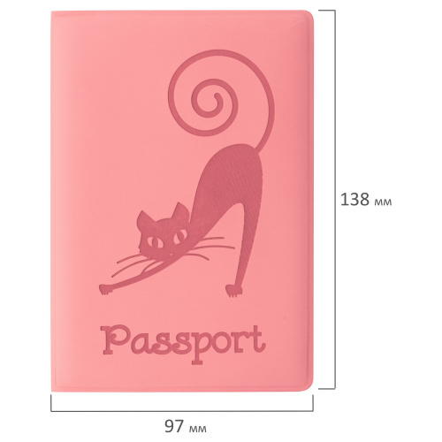 Обложка для паспорта STAFF "Кошка", мягкий полиуретан, персиковая фото 5