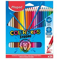 Карандаши цветные MAPED "COLOR PEP'S Strong", набор 24 цвета, грифель 3,2 мм, пластиковый корпус, 862724