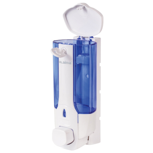 Диспенсер для жидкого мыла LAIMA, 0,38 л., белый (тонированный), ABS-пластик, наливной фото 4