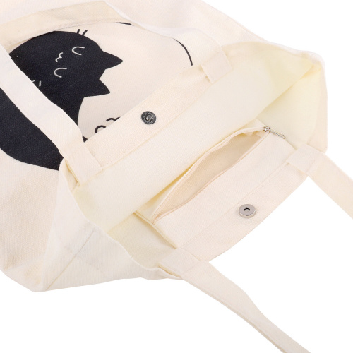 Сумка-шоппер BRAUBERG PREMIUM, канвас, 40х35 см, на кнопке, карман, бежевый, "Yin-yang", 271901 фото 7